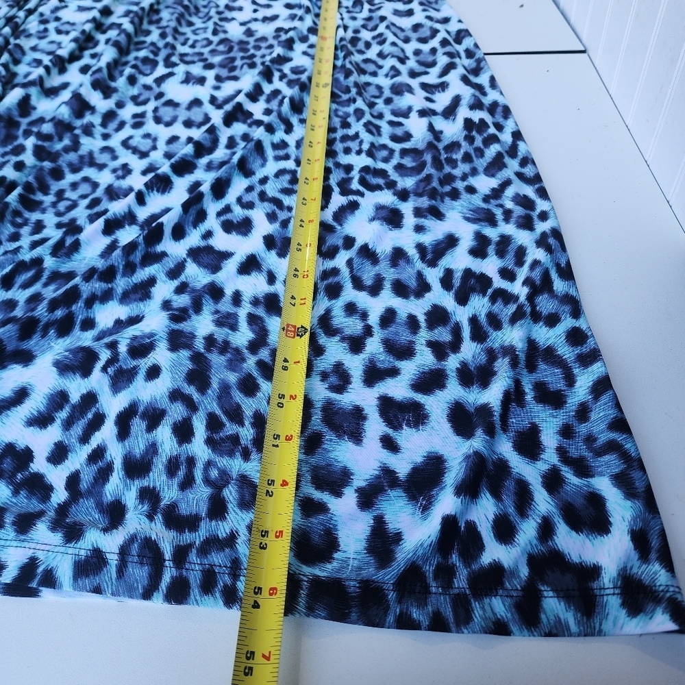 INC Internationa Leopard Print Maxi Dress Crisscross Back Blue Stretch V-Neck XL - Picture 11 of 14